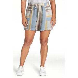 TIME & Tru Size L (12-14) Striped Linen Pull-on Shorts
